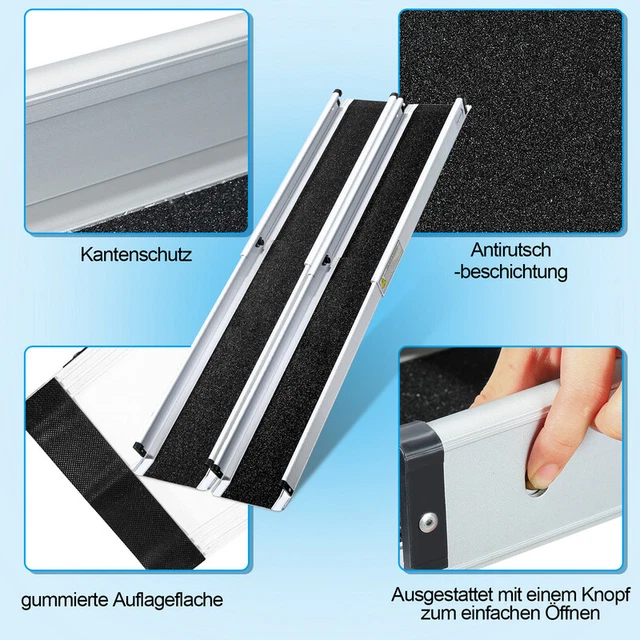 Alurampe Rollstuhl Aluminium Rampe Klappbar Längenverschiebbar Rollstuhlrampe Klapprampe Teleskoprampe 2,43 m Alu Alurampe Rollstuhl Aluminium Rampe Klappbar Längenverschiebbar Rollstuhlrampe Klapprampe Teleskoprampe 2,43 m Alu