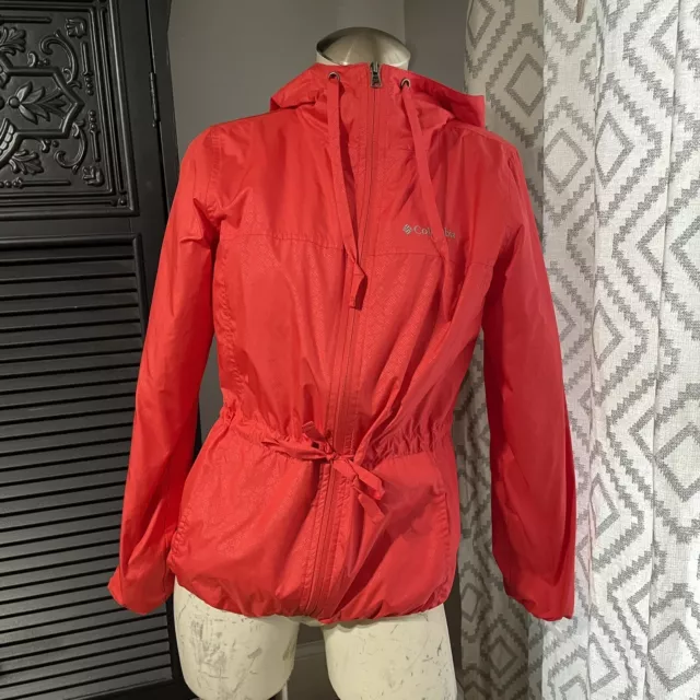 Columbia Women’s Auroras Wake II Packable Hooded Rain Jacket Anorak Size Small