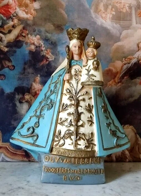 STATUE VIERGE NOIRE Notre Dame Consolatrice Des Affliges En Platre ...
