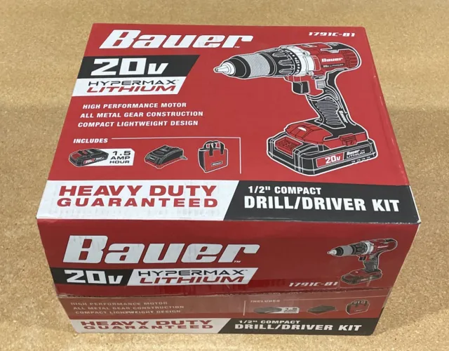 BAUER 20V Cordless 1/2 In. Drill/Driver Kit ( 1791C-B1 ) Brand New