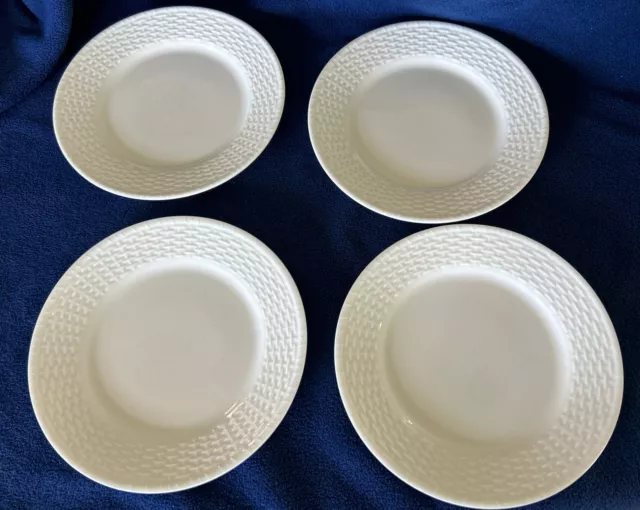 Set Of 4 Wedgwood White Nantucket 8" Salad Plates Basketweave
