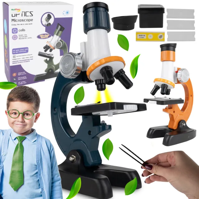 MalPlay Mikroskop für Kinder mit Zubehör Wissenschaftlicher Bausatz Vergrößerung