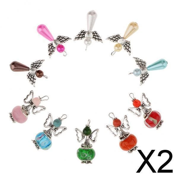 2X 10 Stück gemischt Engel Flügel Charme Perle Anhänger DIY Schmuck
