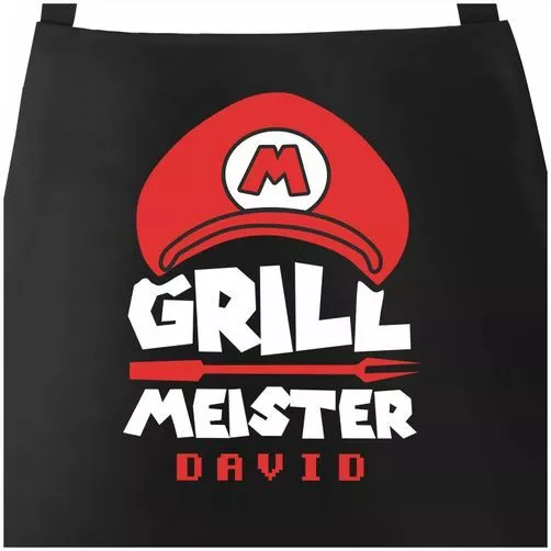 Grill-Schürze für Männer mit Name Grillmeister Super-Griller Parodie