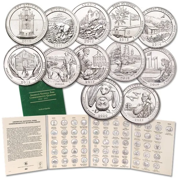 The Complete Set of America Beautiful Quarters,100+ unique US quarters 1999-2023