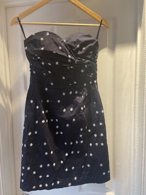 Women's Sweetheart Neck Dress - Navy blue with white spots - H&M - EUR38