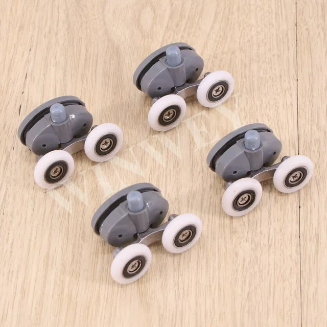 4x 23mm Heavy Duty Twin Top/Buttom Shower Door Wheels Rollers Runners Bathroom