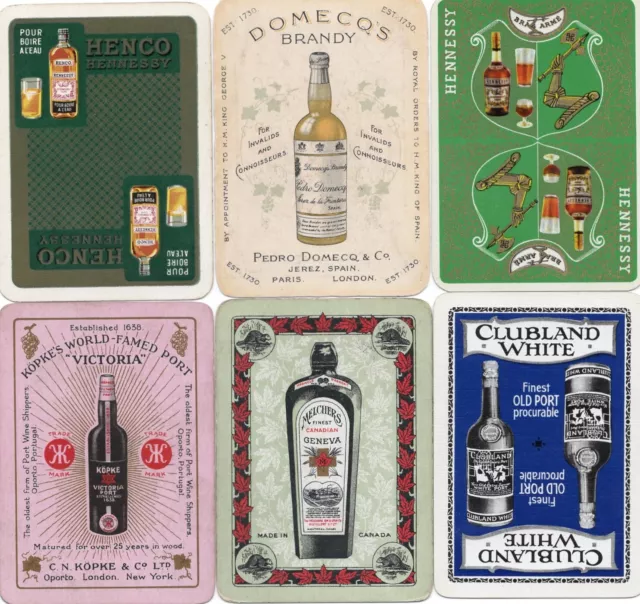 6 x WIDE RARE VINTAGE "Various Alcoholic Drinks" SINGLE Play Cards