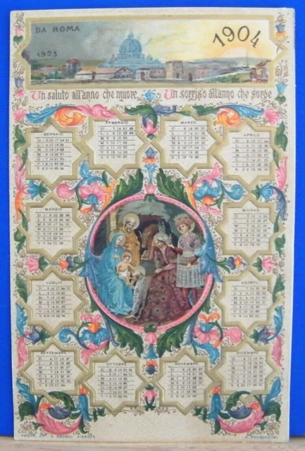 (Zt/Cl) Cartolina Calendario 1904 - Roma - Un Saluto All ' Anno Che Muore ......