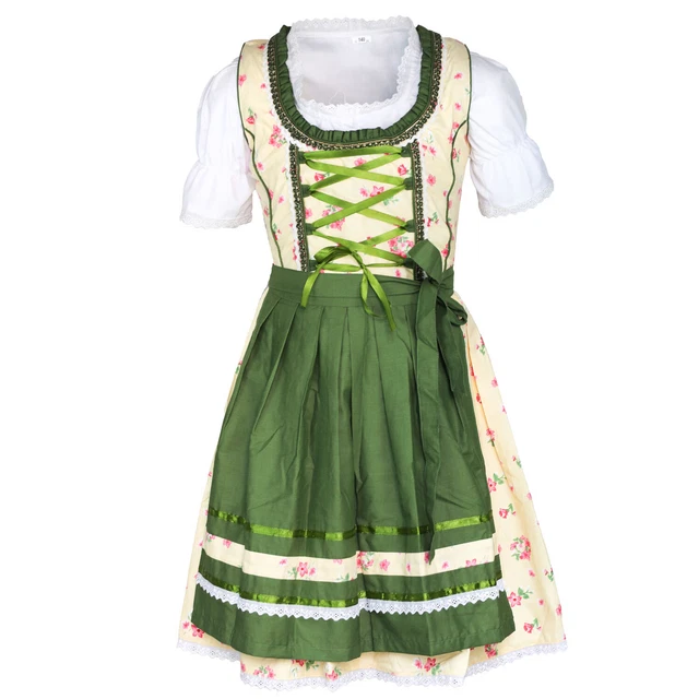 Ramona Lippert Dirndl Mia Per Bambine – Costume Tradizionale A Quadri Blu E Bianco Con Grembiule Raso Rosa, Taglie 110/116-158/164