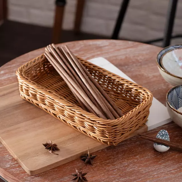 Panier de rangement en rotin, panier à pain tissé à la main pour le service