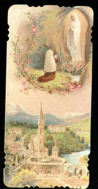 ANTIQUE HOLY CARD Die Cut Of Our Lady Of Lourdes And St Bernadette $7. ...