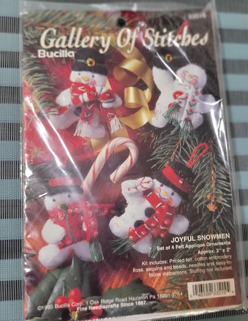 DE COLECCIÓN (1995) Nuevo Bucilla Galería de Puntos Adorno de Fieltro Kit "ALEYFUL SNOWMEN"