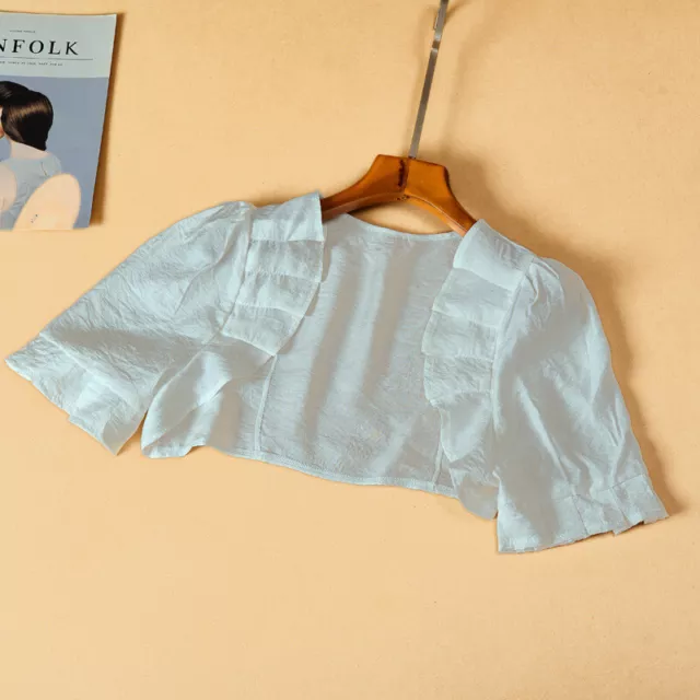 Donna Alzata di Spalle Top Corto Manica Aperto Davanti Bolero Cardigan Scialle