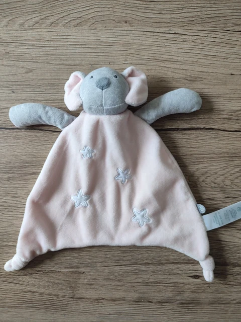 Doudou Plat Obaibi Koala Souris Rose Gris Etoiles 25Cm