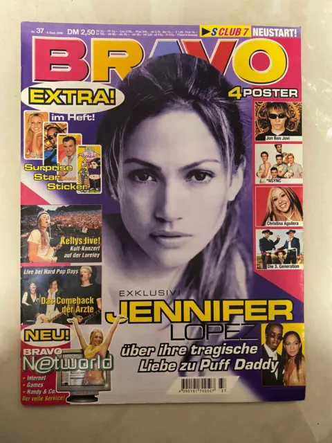 Bravo  37 /2000, Mit Poster ,Jennifer Lopez, Bravo Zeitschrift