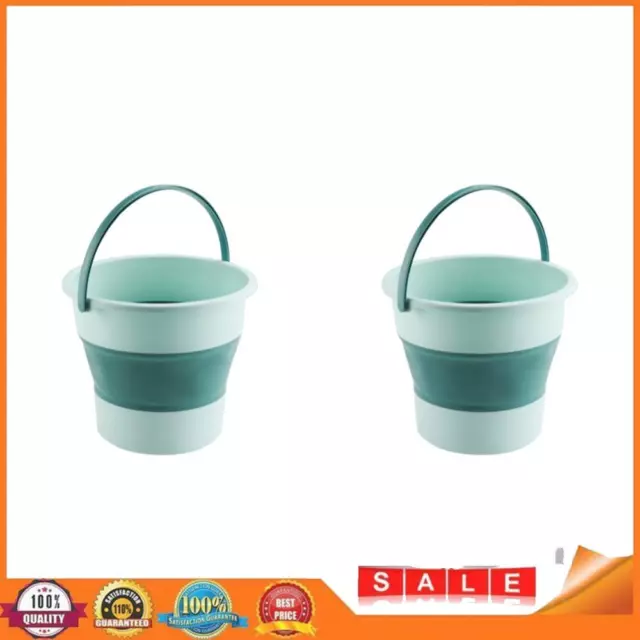 5/10L Folding Bucket Lightweight Wash Bucket for Outdoor Car Wash (Green 5L)