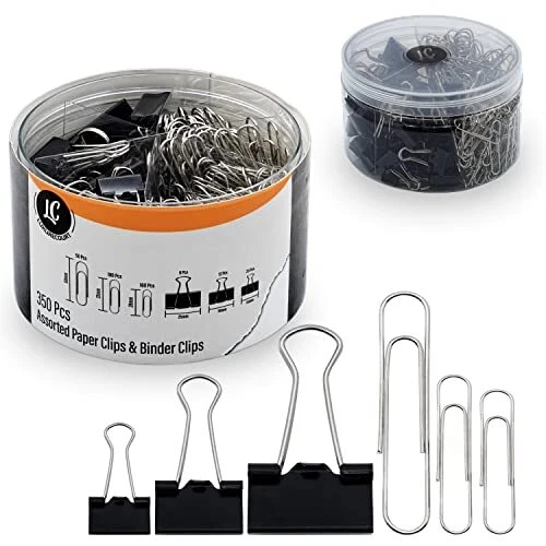 350 Pack Paper Clips and Binder Clips Set by  - Binders & Paperclips Assorted
