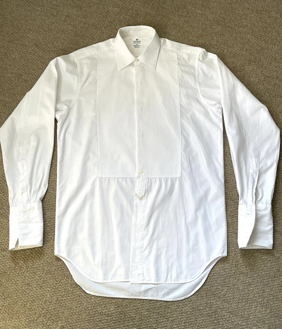 Le Roi Camicia Formale After Six/Bianco/Vintage anni 60/Piqué Frontale/Pin Tuck/Cravatta Nera