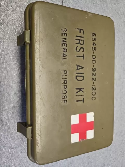 Vintage Metal First Aid Kit w/ Supplies