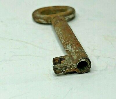 Antique Chest or Cabinet Key hollow end Steel stamped 17 on bow 49 mm 2