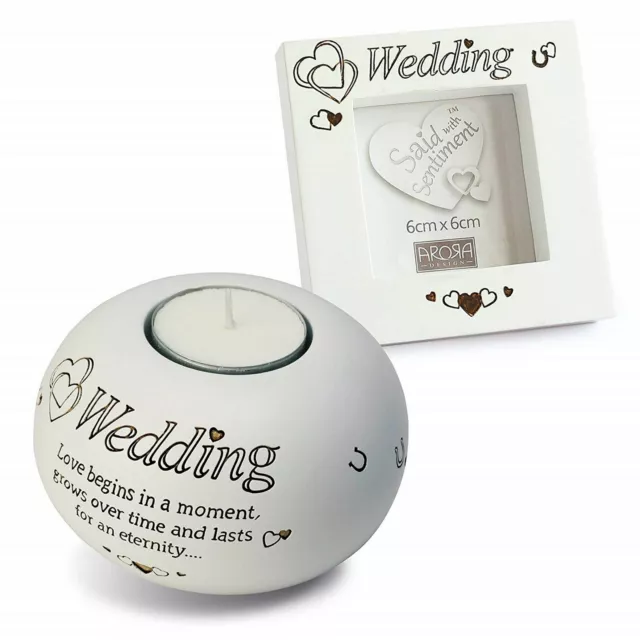 Wedding Candle Holder Frame Set Couples Love Gift Said With Sentiment Boxed