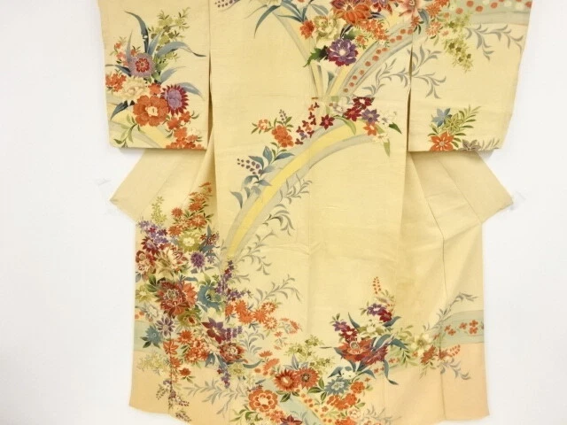 80732# Japanese Kimono / Antique Haori / Floral Sarasa