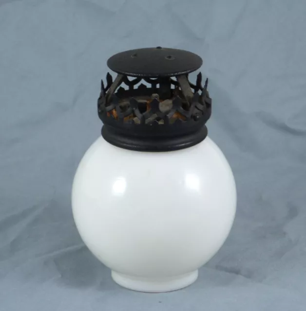 Antique White Glass Globe Oil Lamp Chimney Shade Smoke Guard Victorian 2" fitter