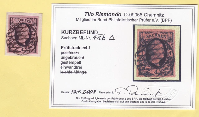 ## AD Sachsen MiNr 4 IIb Bfst. , KATALOGWERT = 100 EUR , BPP - BEFUND , LUXUS ##
