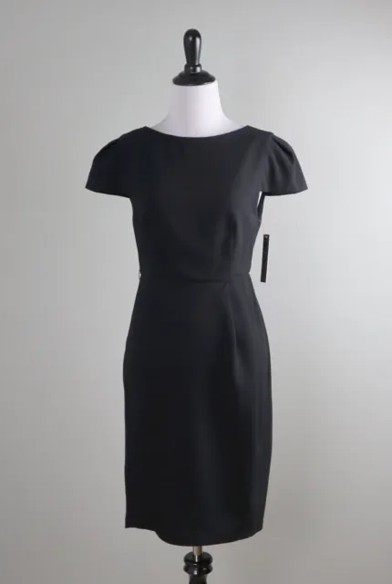 ALICE + OLIVIA NWT $484 Employed Wool Blend Solid Black Sheath Dress Size 6