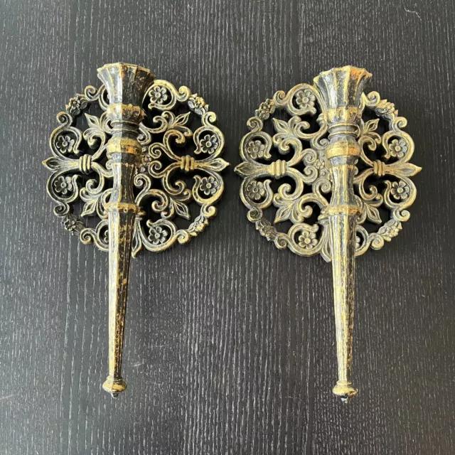 Vintage Homco Candle Wall Sconces Plastic USA Made Set of 2