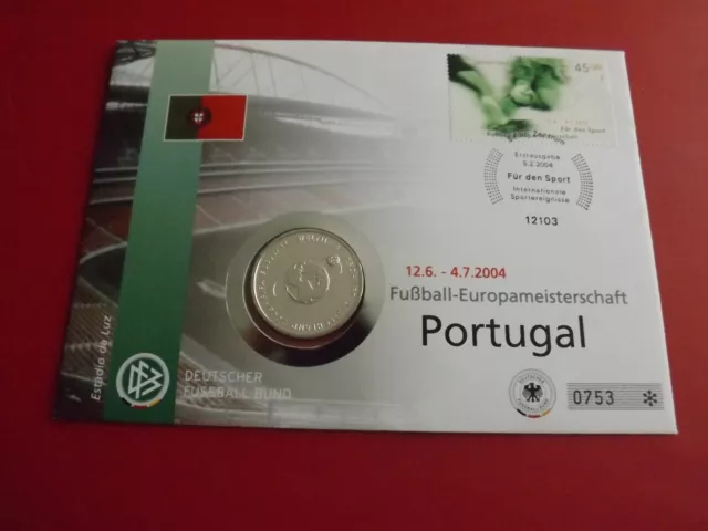 *Numisbrief *BRD* 2004 mit 10 Euro Silber * Fußball EM portugal 2004 (ALB36)