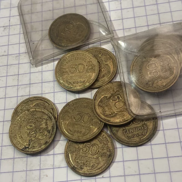 Pièce de 50 Centimes Morlon Bronze Alu 1940 (pièces Recherchés)￼