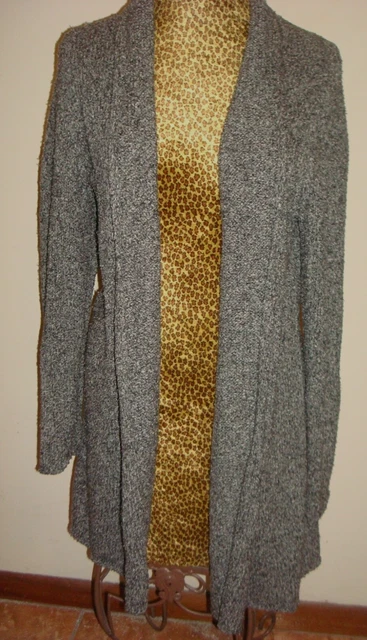Eileen Fisher M Knubby Knit 100% Silk Open front Cardigan Gray/Charcoal