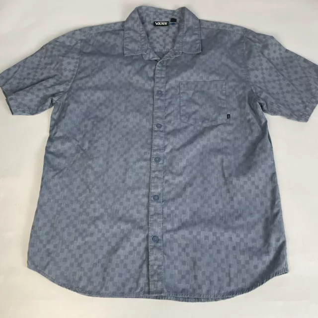 Vans Off The Wall Short Sleeve Button Down Shirt Mens XL Light Blue