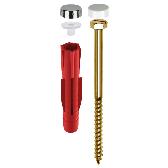 Tasselli TOX Fissaggio WC XL 2 Pezzi | Per Calcestruzzo E Mattoni, Con Tappi Di Copertura, Vite Ottone SW10
