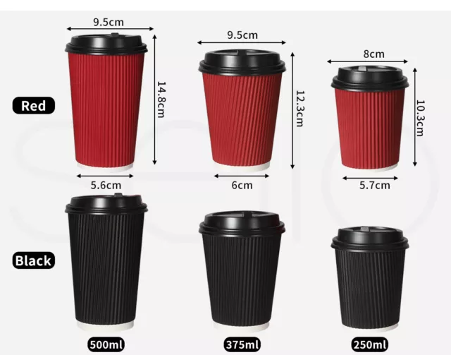 Disposable Coffee Cups With Lids 8OZ 12OZ 16OZ Thicken Paper Takeaway BPA Free 2