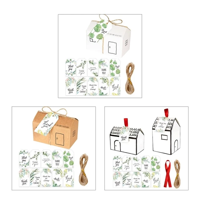 20 Sets Candy Boxes Wedding Party Favor Kraft Paper Box with Thank You Tags Rope