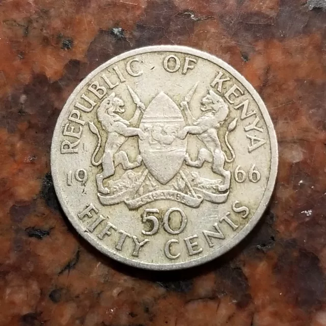 1966 Kenya 50 Cents Coin - #B1663