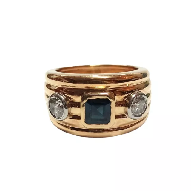 Bague Largeur Gallonado Saphir Et Brillants