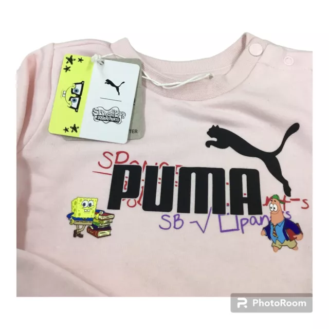 TUTA COMPLETO SET NEONATA  BAMBINA PUMA  X SPONGEBOB CrewJ Frost pink