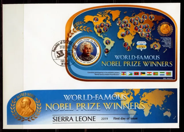 Sierra Leone 2019 Nobel Preis Gewinner Albert Einstein Souvenir Blatt FDC