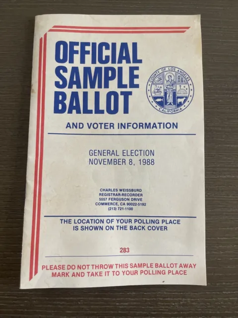 Official Sample Ballot and Voter Information, General Election November 8, 1988