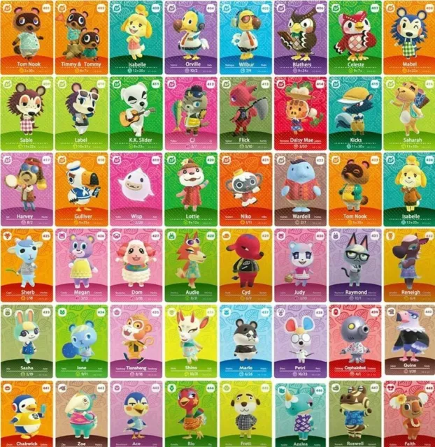 5 Cards All Cards 401 - 448 Animal Crossing Amiibo Series For Nintendo Switch