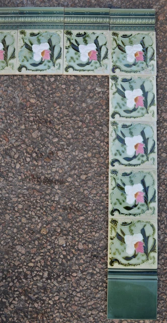 EUROPE - ANTIQUE ART NOUVEAU - 22 ORIGINAL TILES FOR FIREPLACE c1900 3