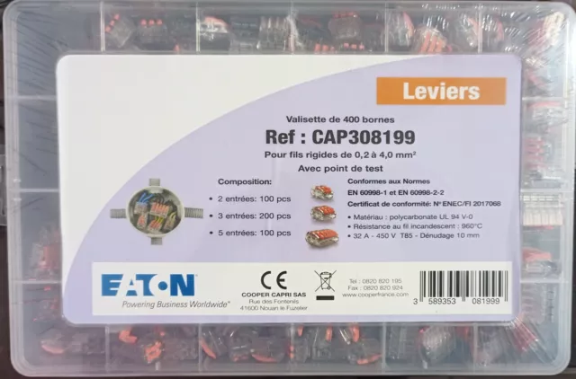CAP308199 Valisette de 400 connecteurs EATON COOPER CAPRI WAGO