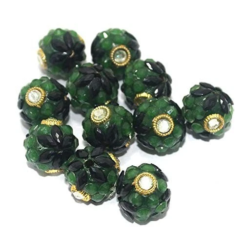 Glasperlen Takkar Work Runden Beads Fur Schmuckherstellung Grun Perlen 15 mm