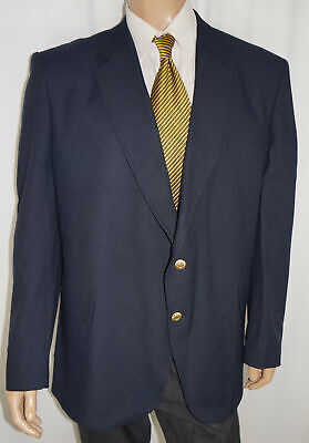 Vintage 1980 50L Classic Collection Blazer 50 Navy Sport Coat with Brass Buttons