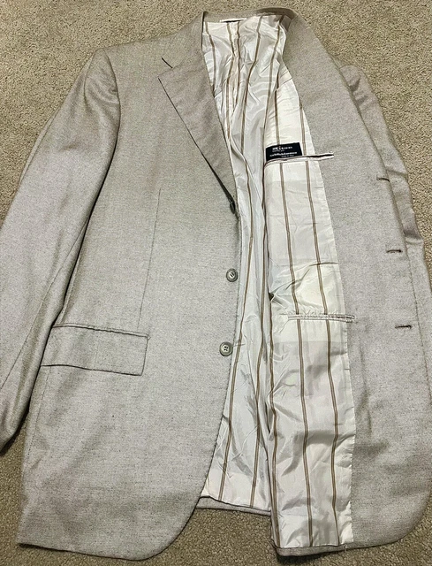 KITON - 43 R - Khaki Weave Cashmere/Vicuna/Silk Sport Coat Jacket SOFT KITON - 43 R - Khaki Weave Cashmere/Vicuna/Silk Sport Coat Jacket SOFT