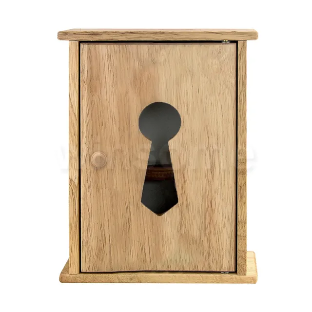 Key Holder Cabinet Wooden Box Wall Mounted Hooks Cupboard Key Storage Rack